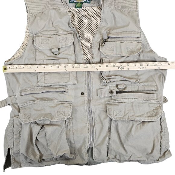 Cabelas Safari Vest Mens Large Beige Multi Pocket Fishing Hunting - Picture 8 of 16